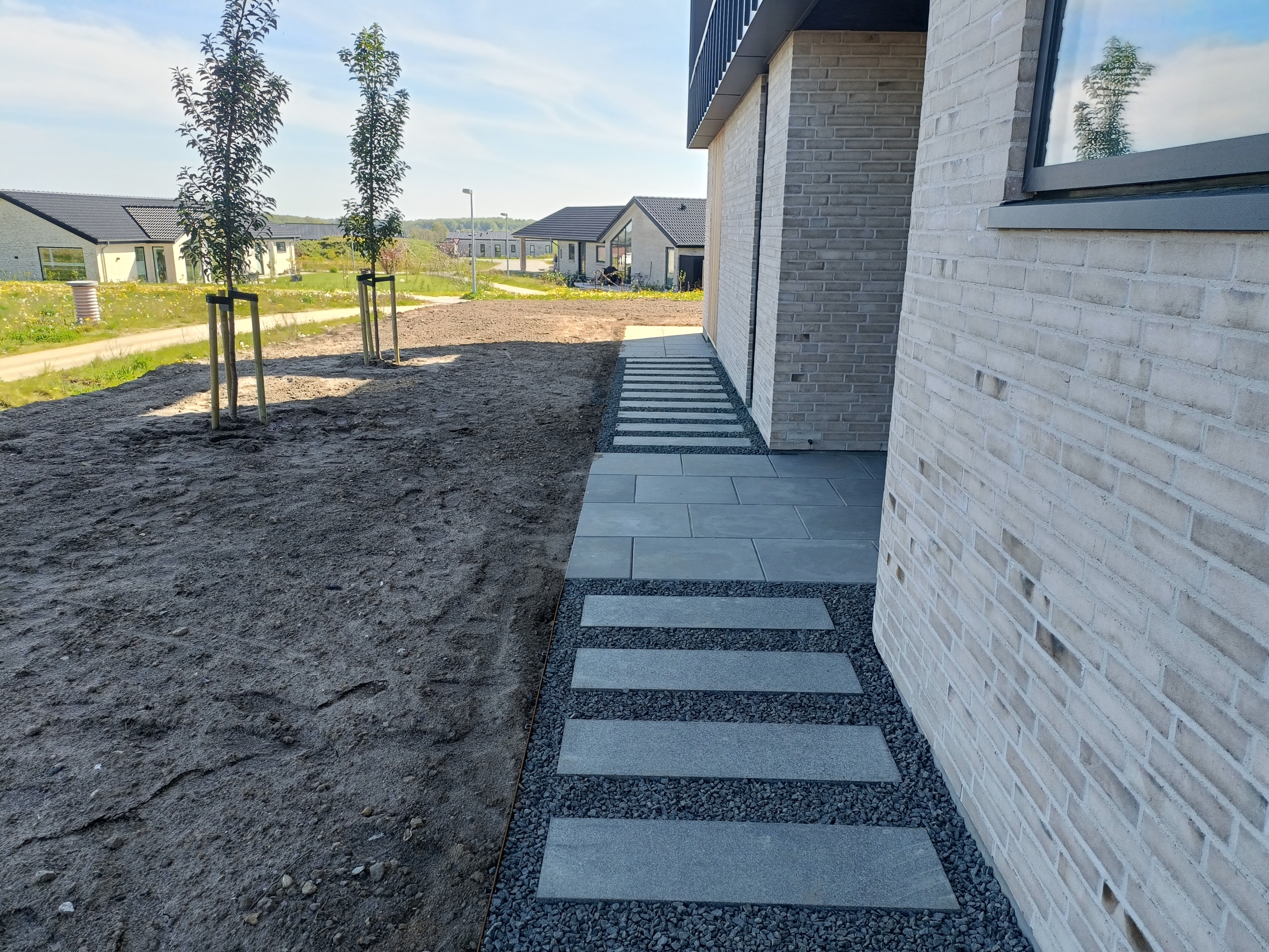 Gangsti og havebelægning i nyanlæg